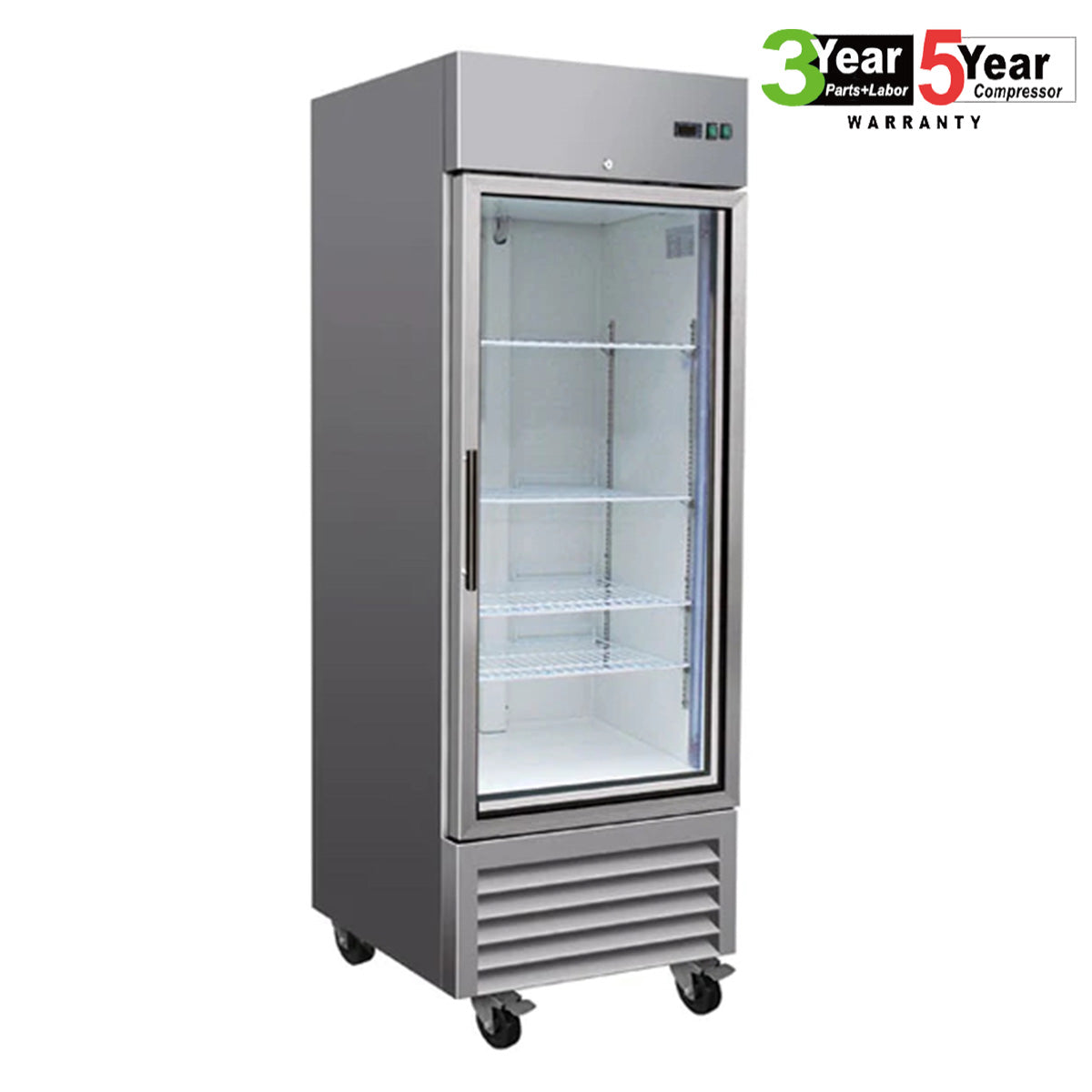 Sub-equip, 23ft³ Stainless Steel Three-layer Glass Door Reach-In Freezer - Chefcoca