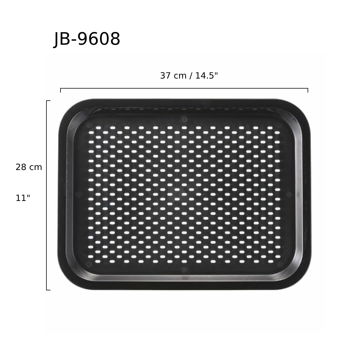 Chefco, Black Deluxe Fiberglass Tray, Rectangle, 37cmx28cm (JB-9608) - Chefcoca