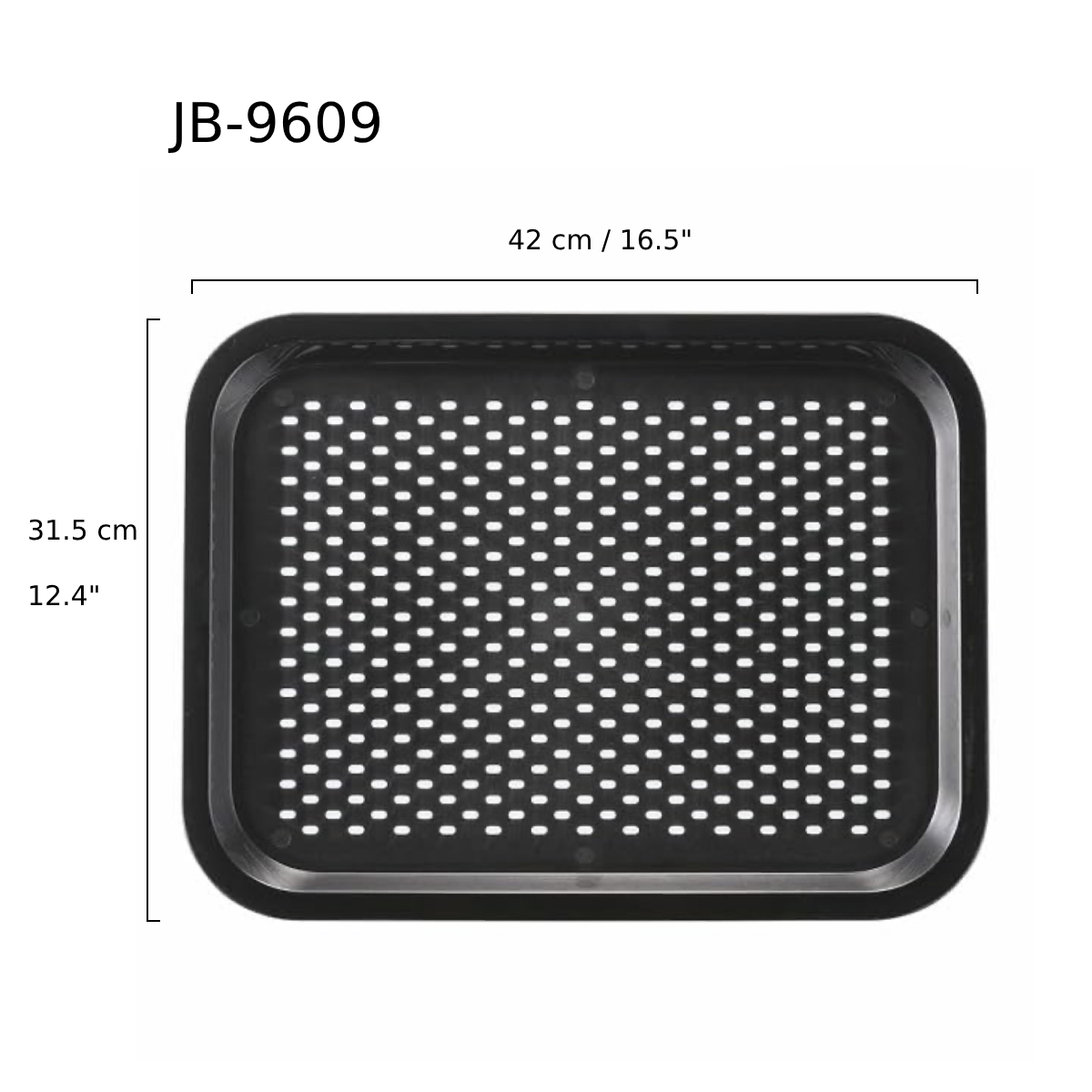 Chefco, Black Deluxe Fiberglass Tray, Rectangle, 42cmx31.5cm (JB-9609) - Chefcoca