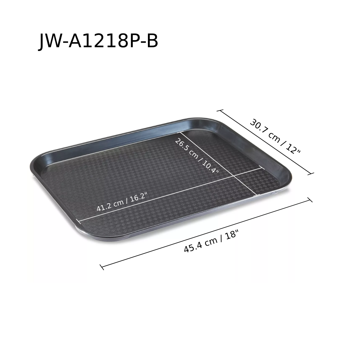 Black Fast Food Tray. 12"x18" (JW-A1218P-B) - Chefcoca