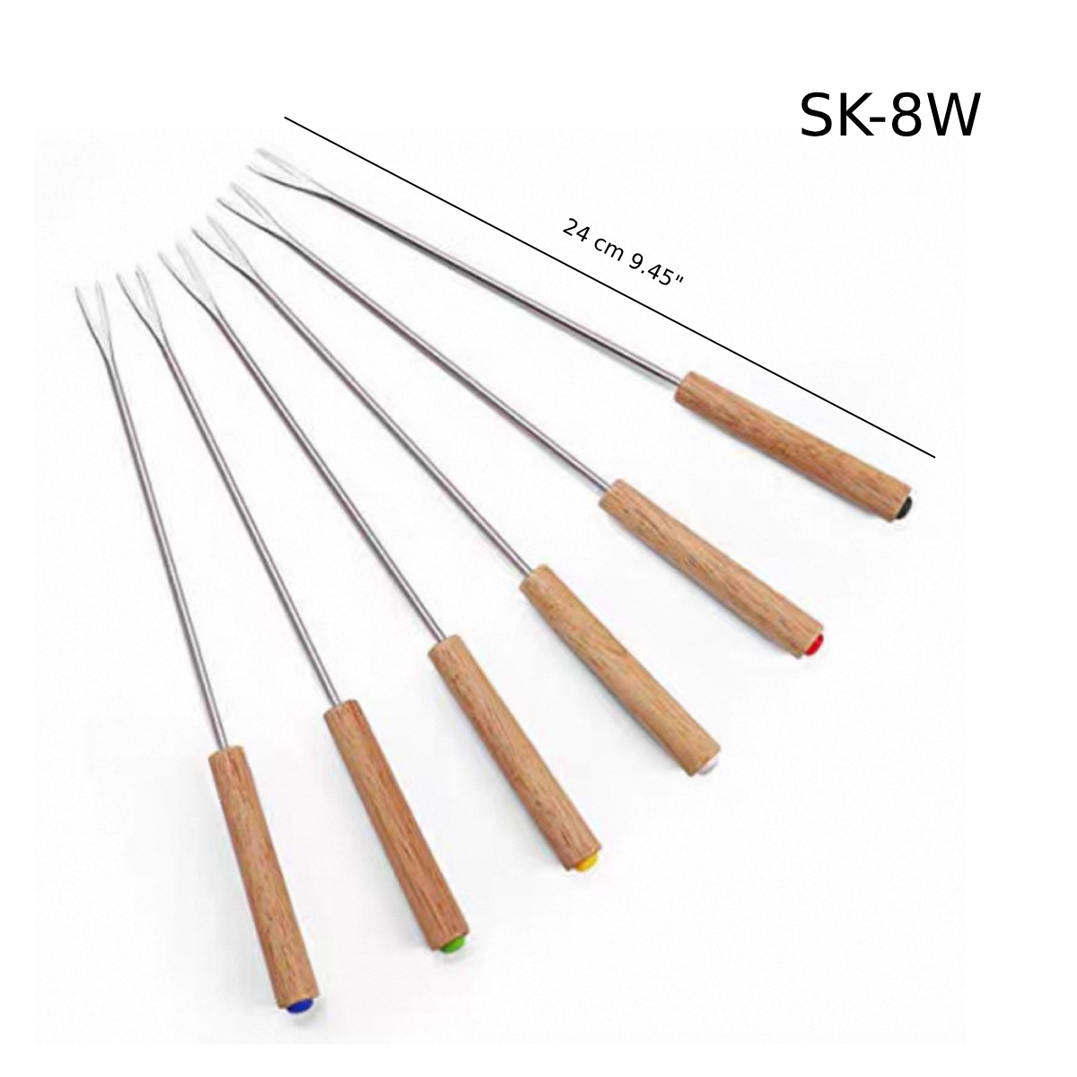 Stainless Steel Skewer with Wooden Handle, 1pcs (SK-8W) - Chefcoca