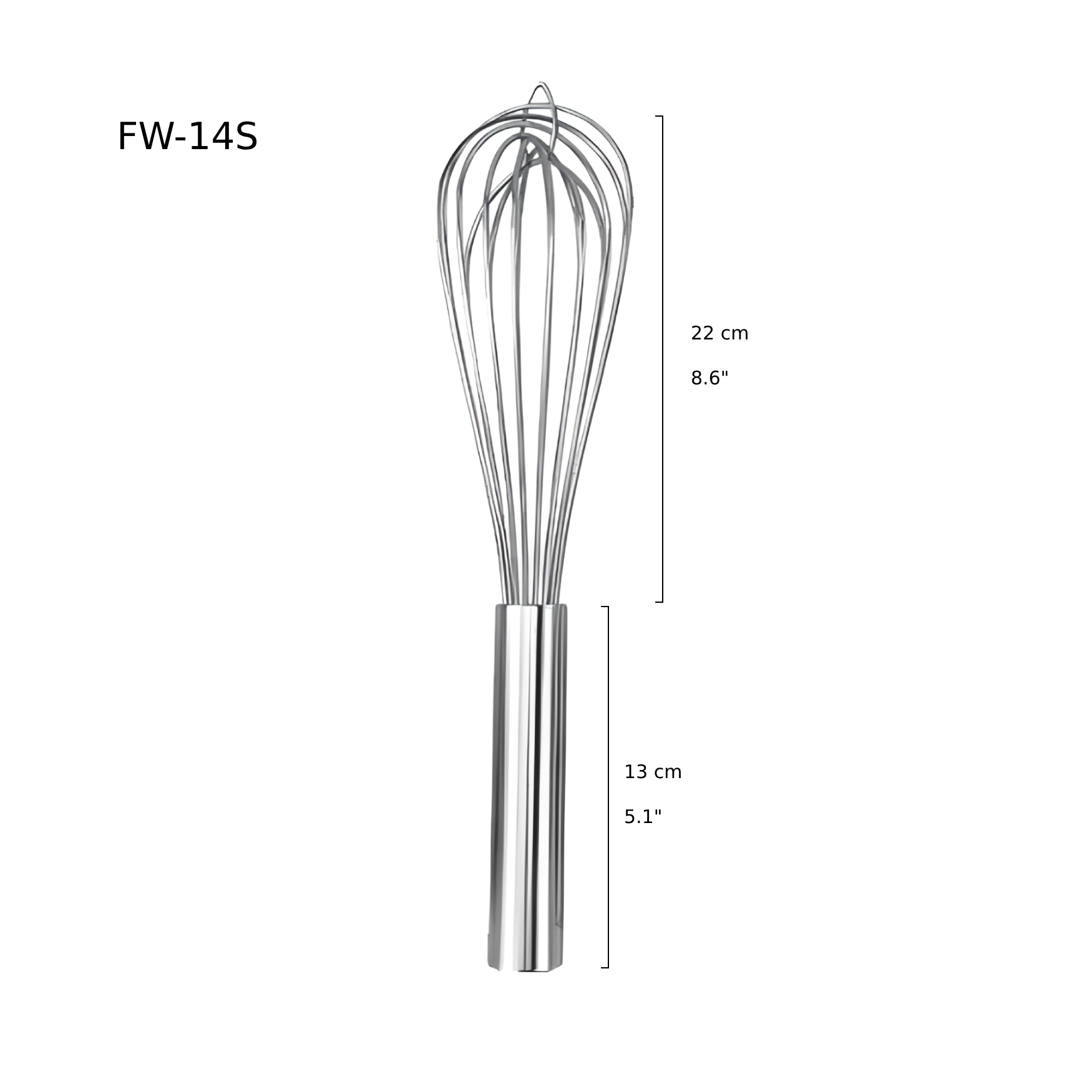 Sub-equip, 14" French Whisks, Stainless Steel with Epoxy (FW-14S) - Chefcoca