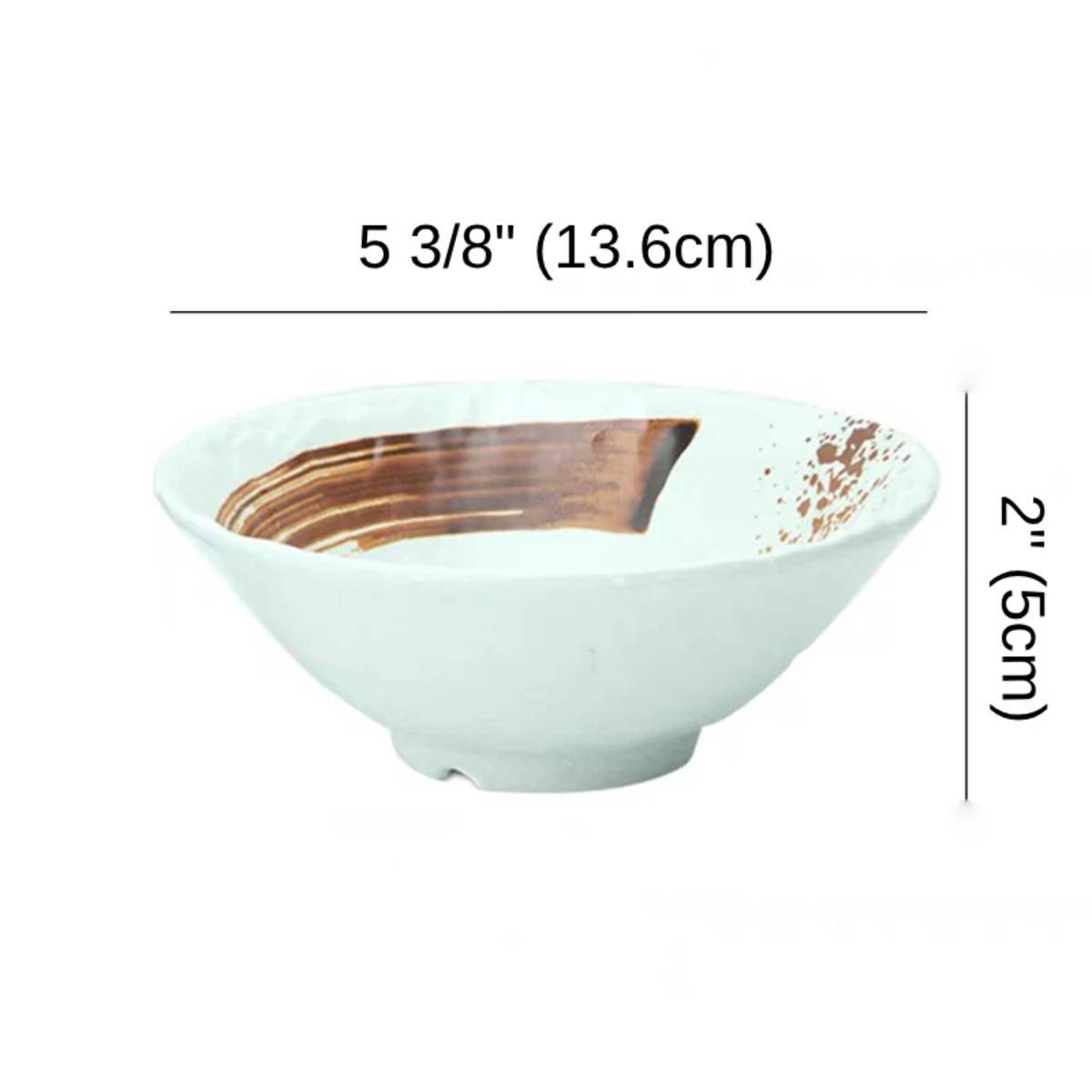 5 3/8"Melamine Light Green Round Rice Bowl with Brown Ink Streak pattern (JM169103LG) - Chefcoca
