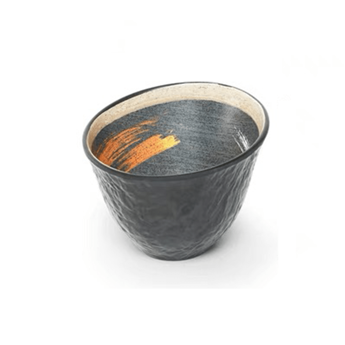 Melamine Black Tilted Mouth Bowl with white & golden pattern (JM169195) - Chefcoca
