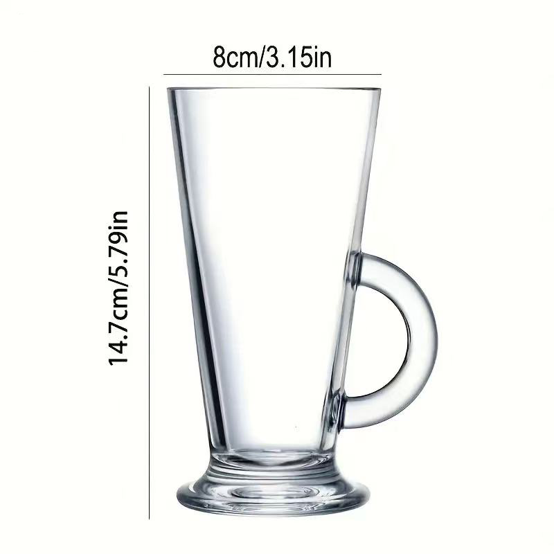 Chefco, 260ml hefcaptain Irish Coffee Mug Tall glass, Latte Cups, Cappuccino and Hot Chocolate Mugs with Handle, Clear Glass (KTZB99)-12pcs - Chefcoca