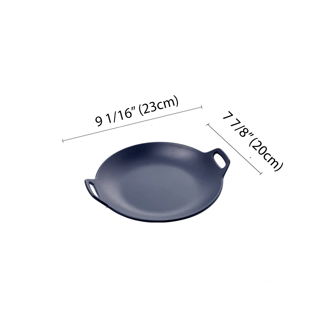 Dark Blue Round Plate with Double Handles - Chefcoca