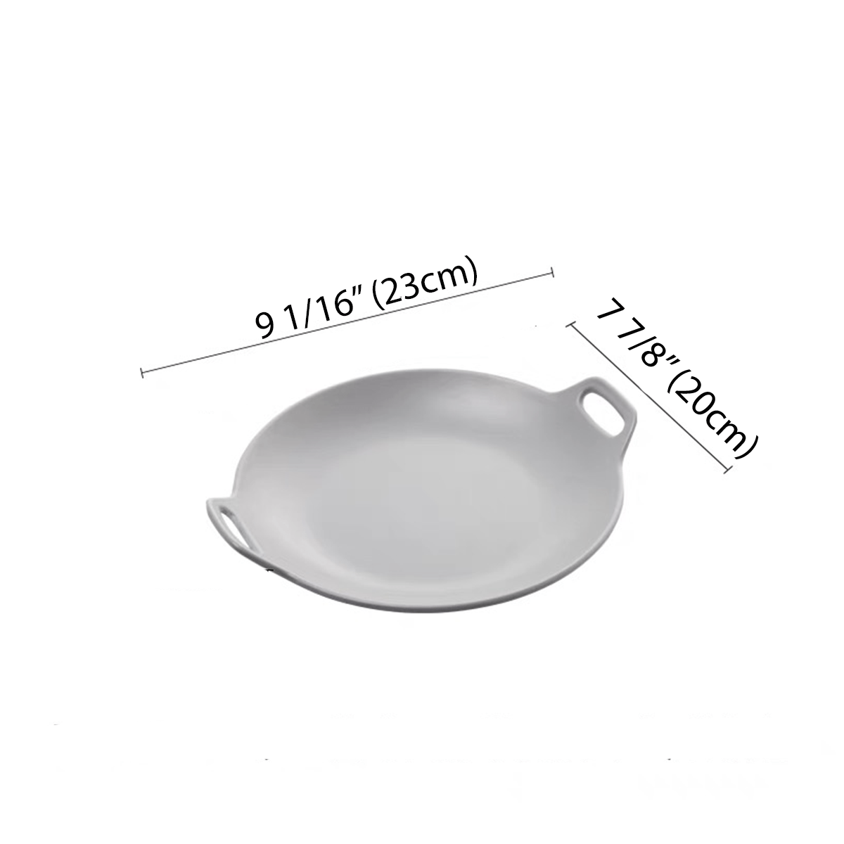 Light Grey Round Plate with Double Handles - Chefcoca