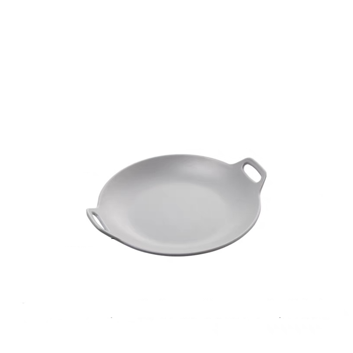 Light Grey Round Plate with Double Handles - Chefcoca