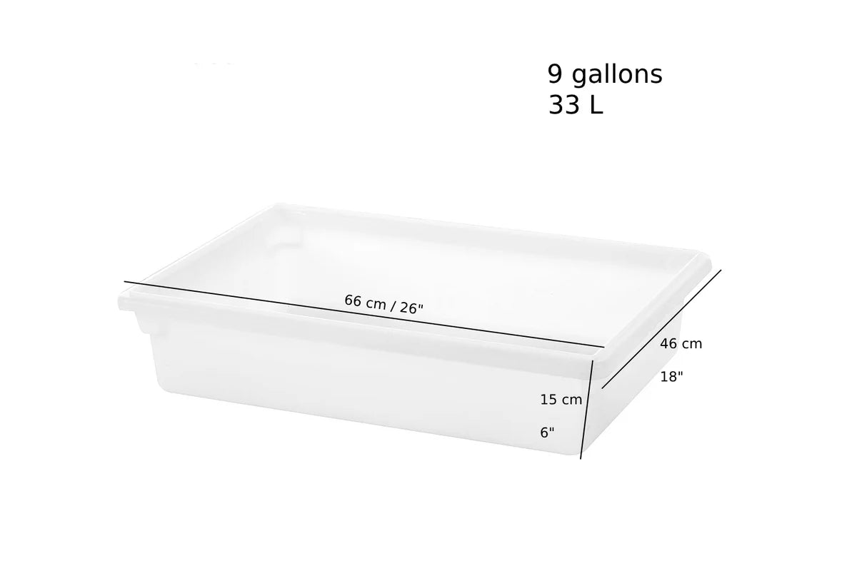 P-069P,White Polypropylene Food Storage Box, Full Size,9 Gallon/33L, 18"x26"x6" - Chefcoca