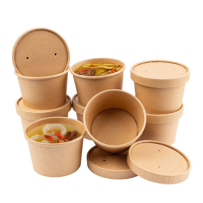 500 Sets, 21 oz ECO Friendly Disposable Soup Bowls with Lids Disposable Soup Cups with Lids