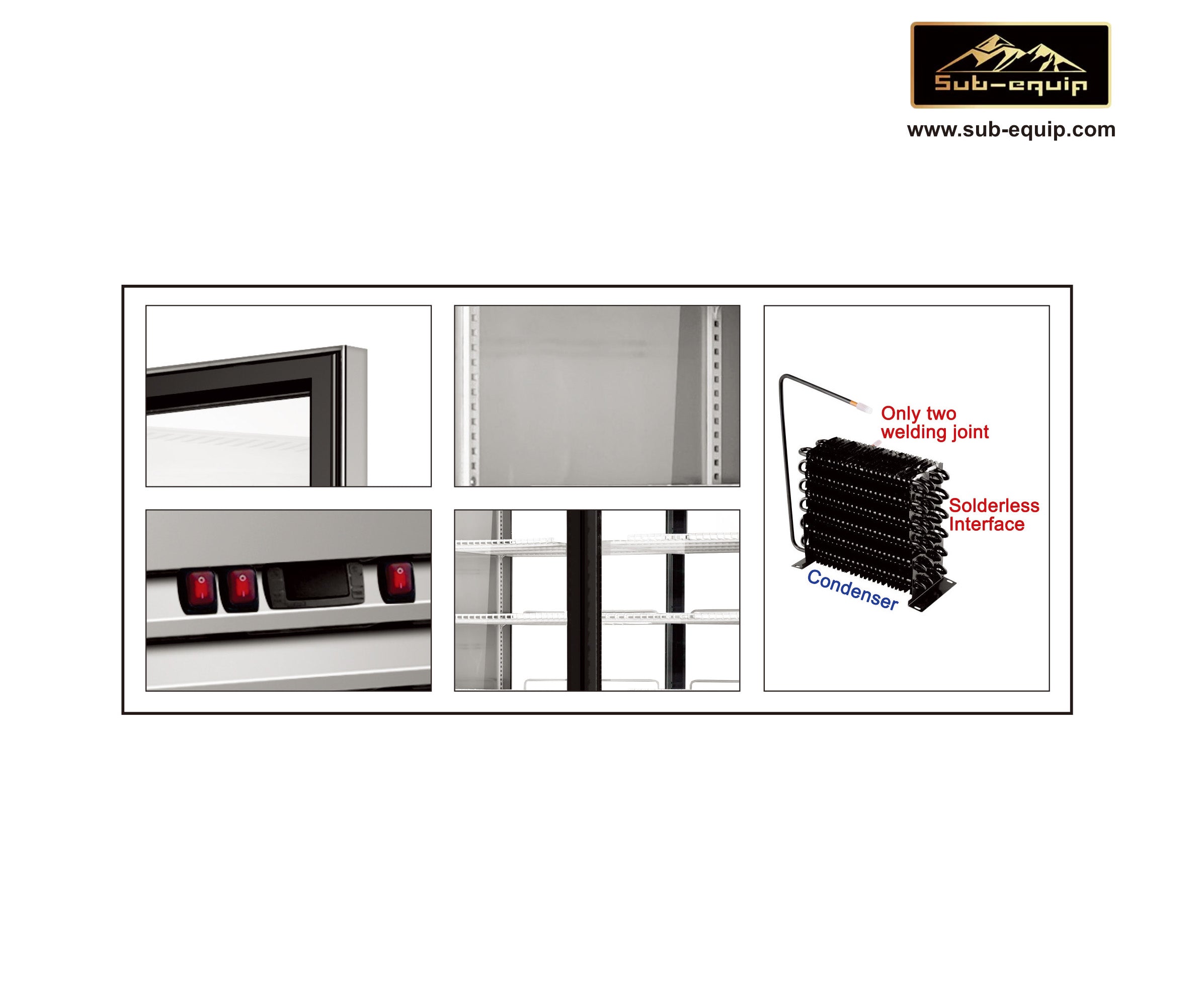 Sub-equip, 48" Stainless Steel Glass Door Pass-Through Refrigerator - Chefcoca