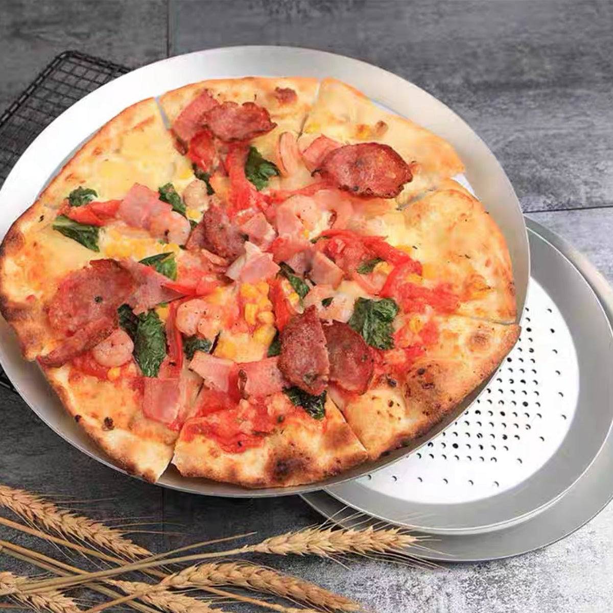 Round Bakeware Nonstick Aluminum Alloy Pizza, Fries, Bread Cookies Baking Pan(9"-16") - Chefcoca