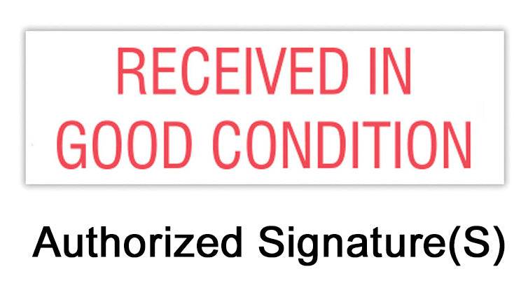 RECEIVED IN GOOD CONDITION/ For And On Behalf Of - Chefcoca