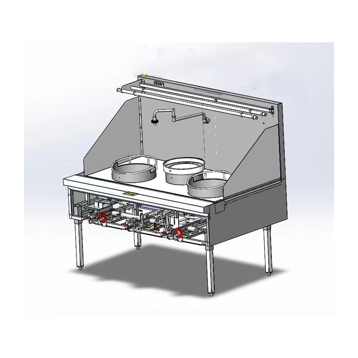 Turbo Range 60" Double Burner Wok Range with 1 Rear Pot, Natural Gas 160,000 BTU/hour (60"W x 40"D x 57"H) - Chefcoca