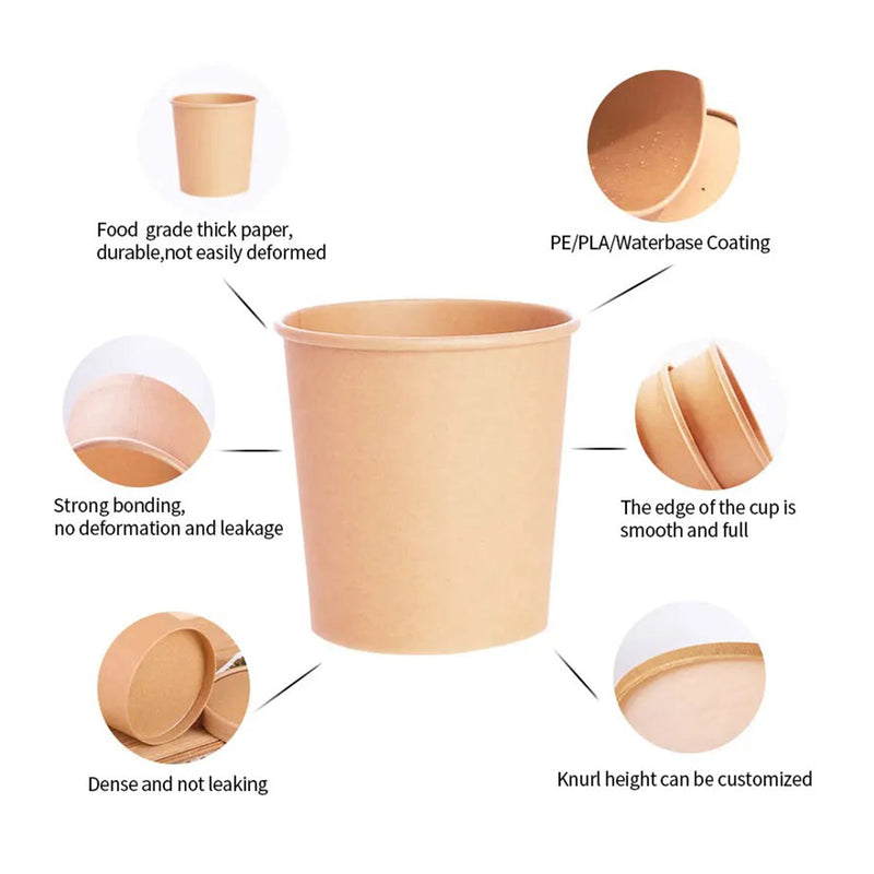 500 Sets, 32 oz ECO Friendly Disposable Soup Bowls with Lids Disposable Soup Cups with Lids