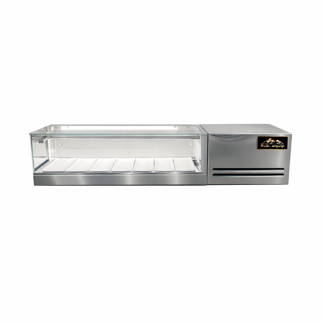 Sub-equip, SSC-122-R, Refrigerated Sushi Display Case 48" - Right Side Compressor - Chefcoca