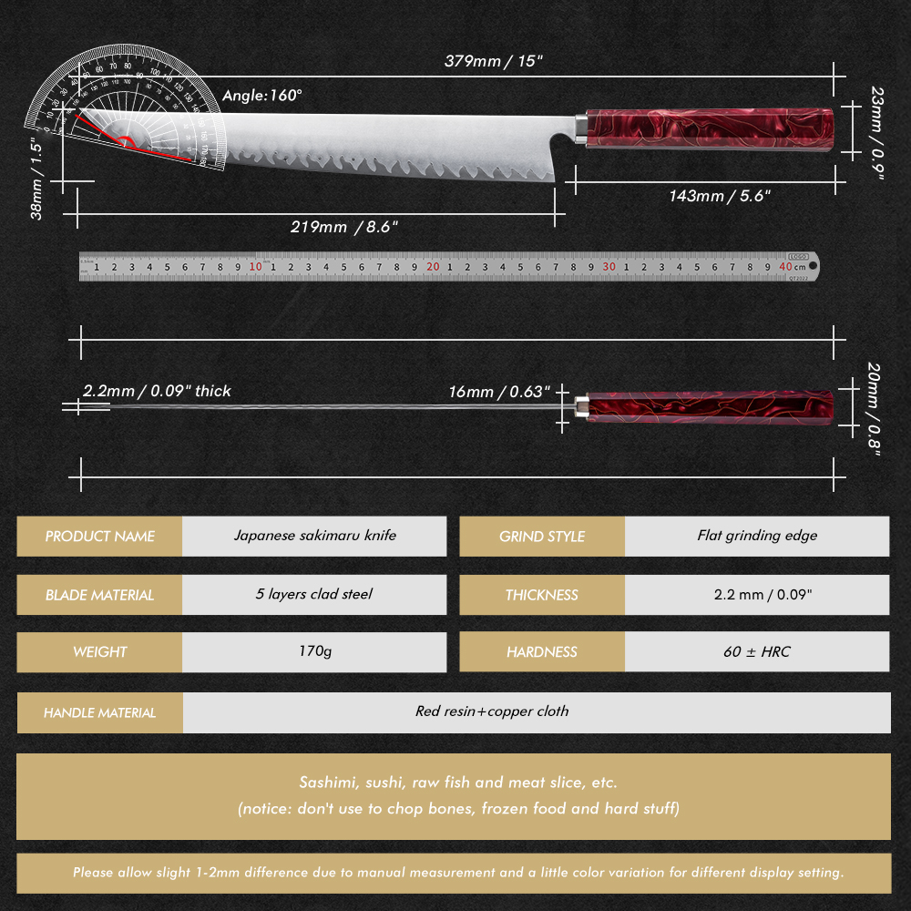 Sub-equip, 10.6" Japanese Sakimaru Knife (HM-59G) - Chefcoca