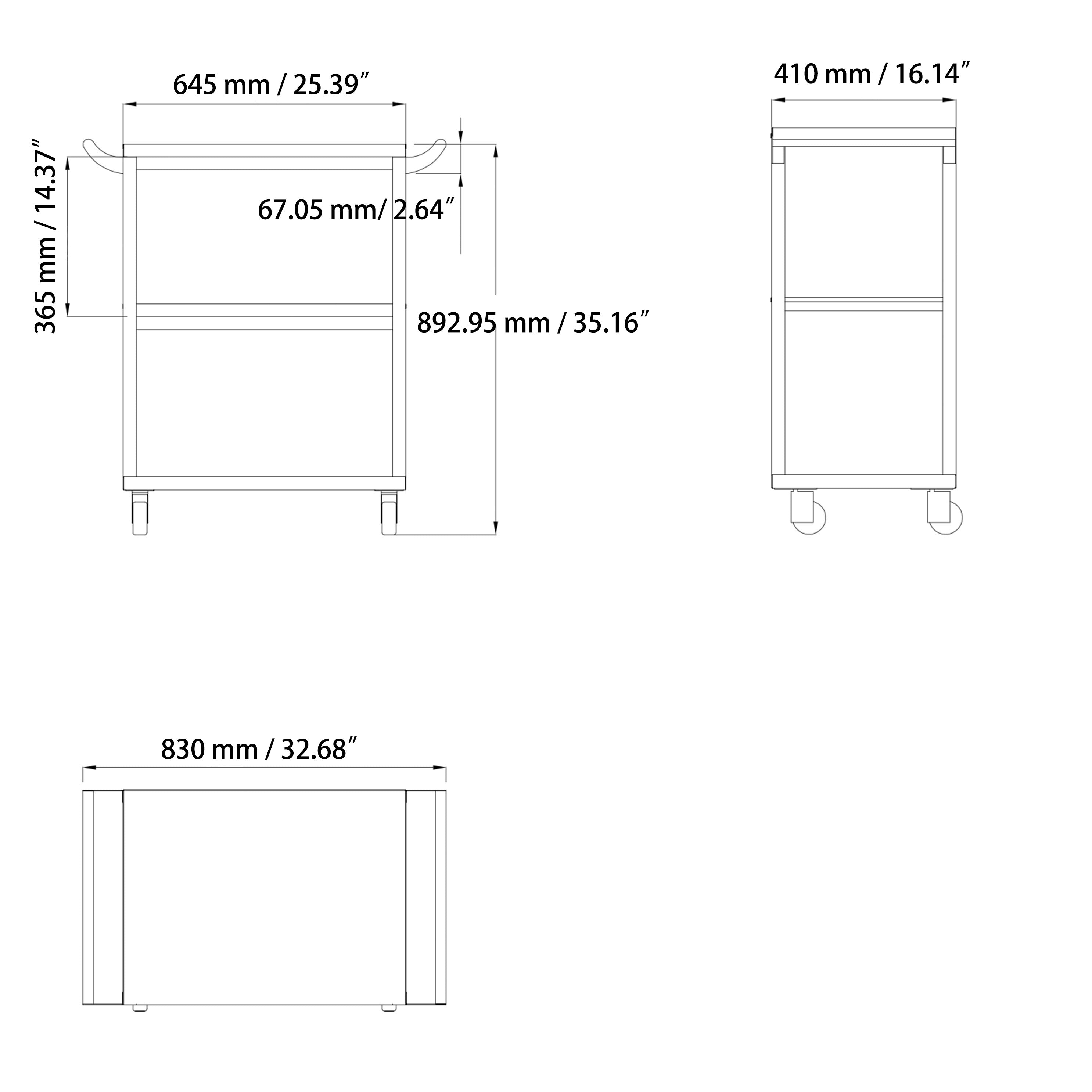Chefco, SST-3, 304 Stainless Steel Bus Carts, With Double Handles, 31.75" Wide (25.5"X16.3"X35") - Chefcoca