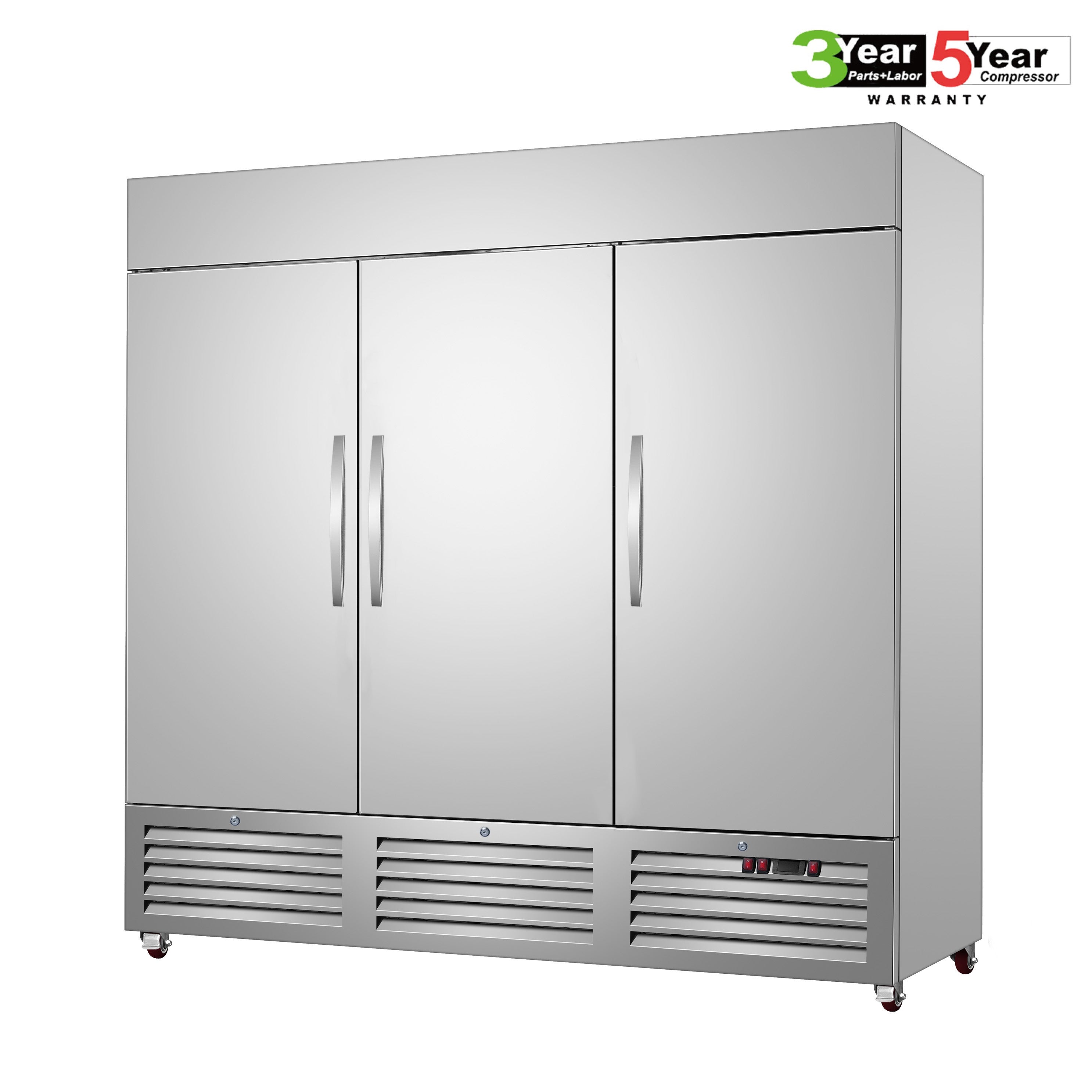 Sub-equip, 81" Triple Solid Door Bottom Mount Compressor Reach-in Freezer - Chefcoca