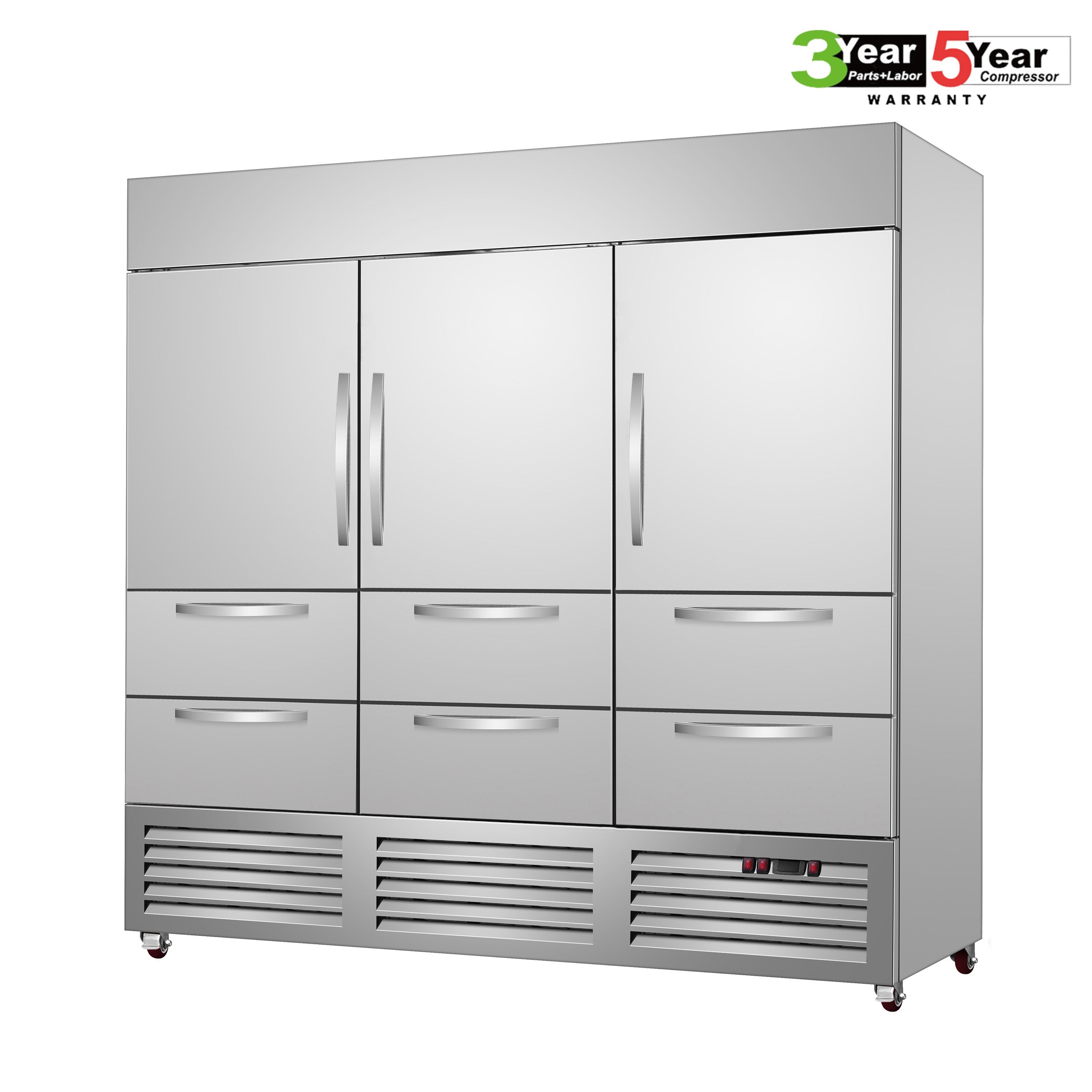 Sub-Equip, C-81BF-6D 81" Triple Door Reach-in Freezer With 6 Drawers - Chefcoca