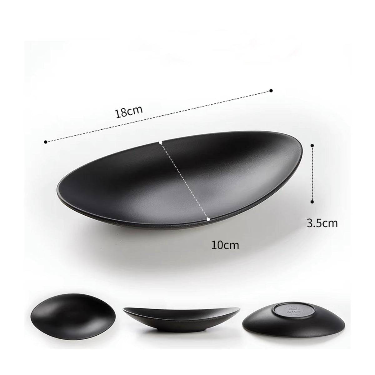 Black Matte Oval Melamine Plate (W4207 - W4210) - Chefcoca