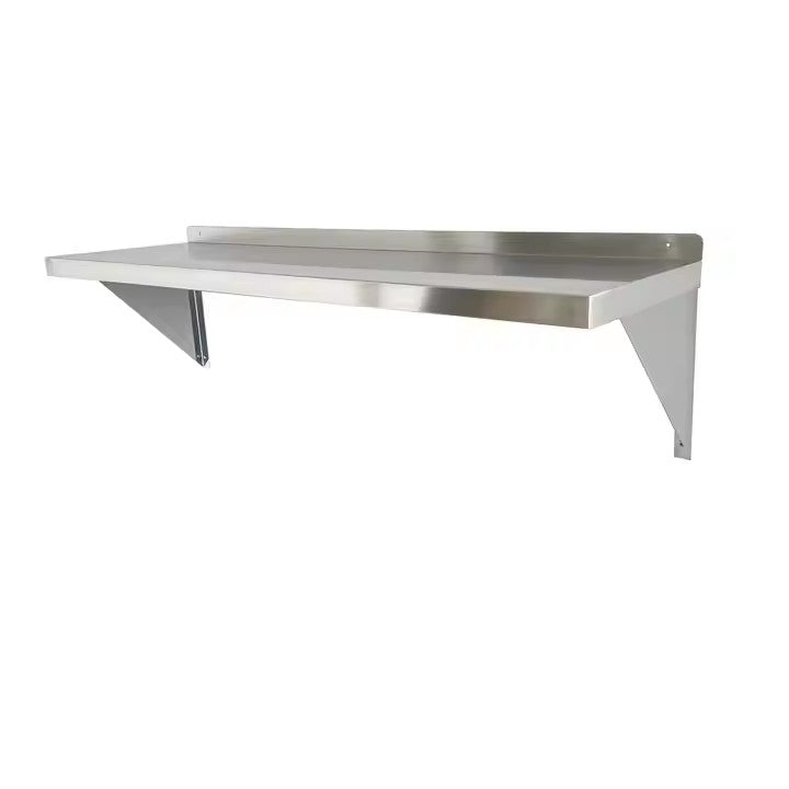 Metal 304, WS-1224-418, 18 Gauge 430 Stainless Steel Solid Wall Shelf 12"width x 24" length