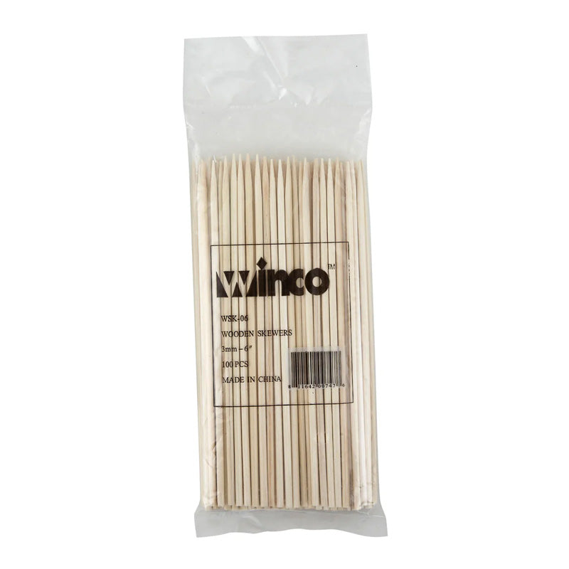 6" Bamboo Skewers, 100/bag, Winco (WSK-06) - Chefcoca