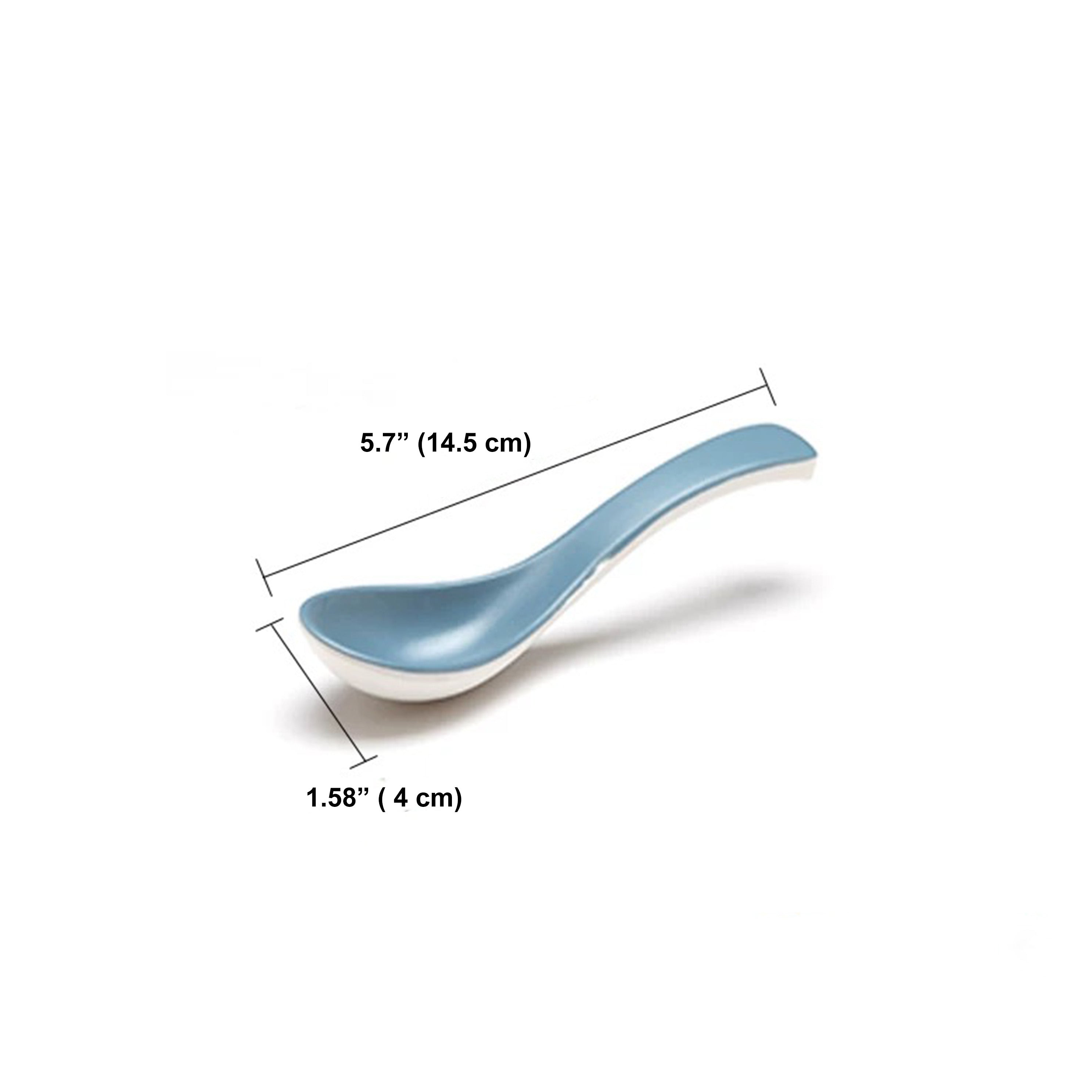 5.7" Long Melamine Spoon, Light Blue Plate with White Bottom (WTS09BL) - Chefcoca