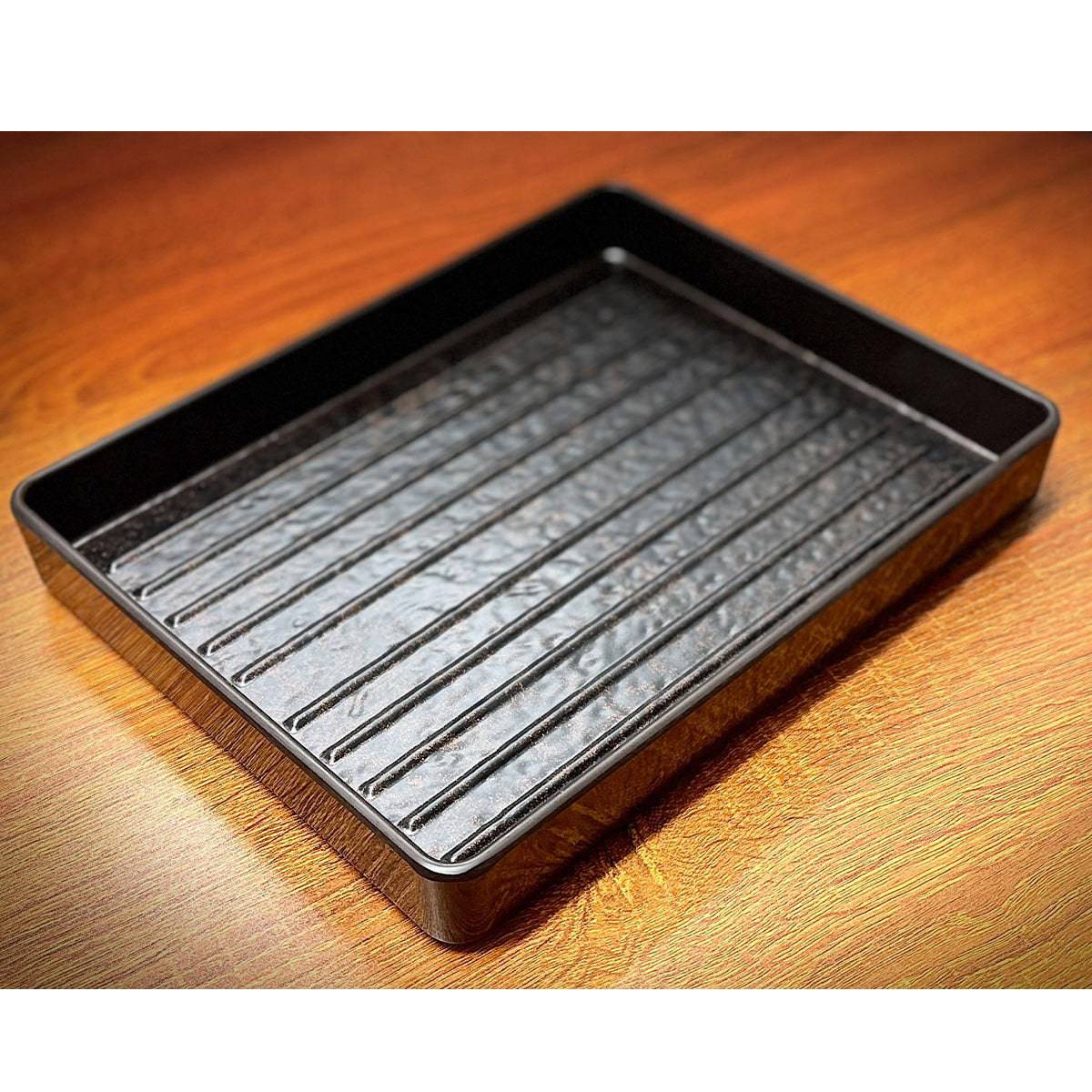 11 1/2"X9 1/4" Melamine Dark Brown Rectangular Plate with Golden Dots (YG150012DB) - Chefcoca
