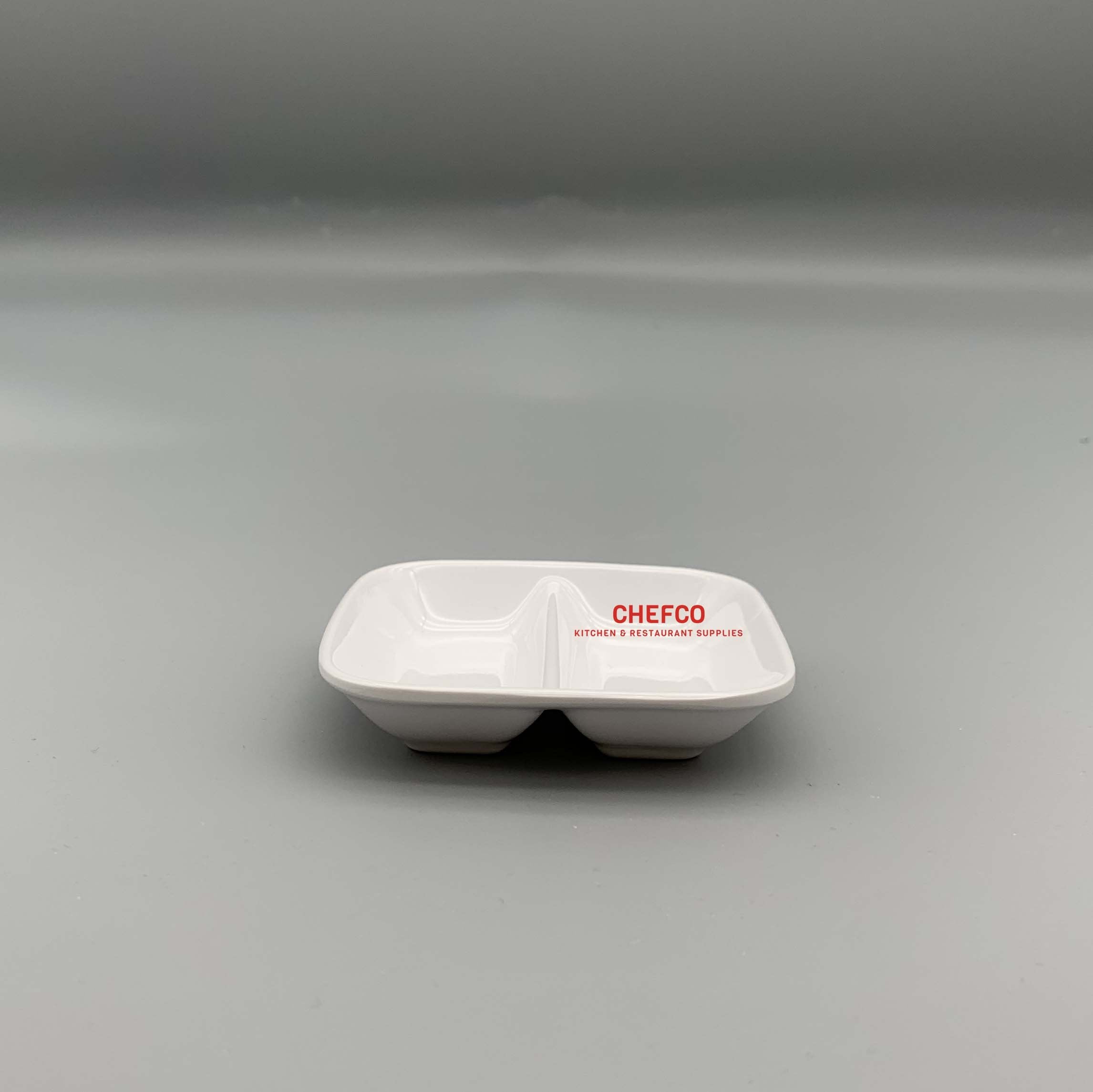 Double Rectangular Melamine Sauce Dish (3.5" x 3.5") - Chefcoca