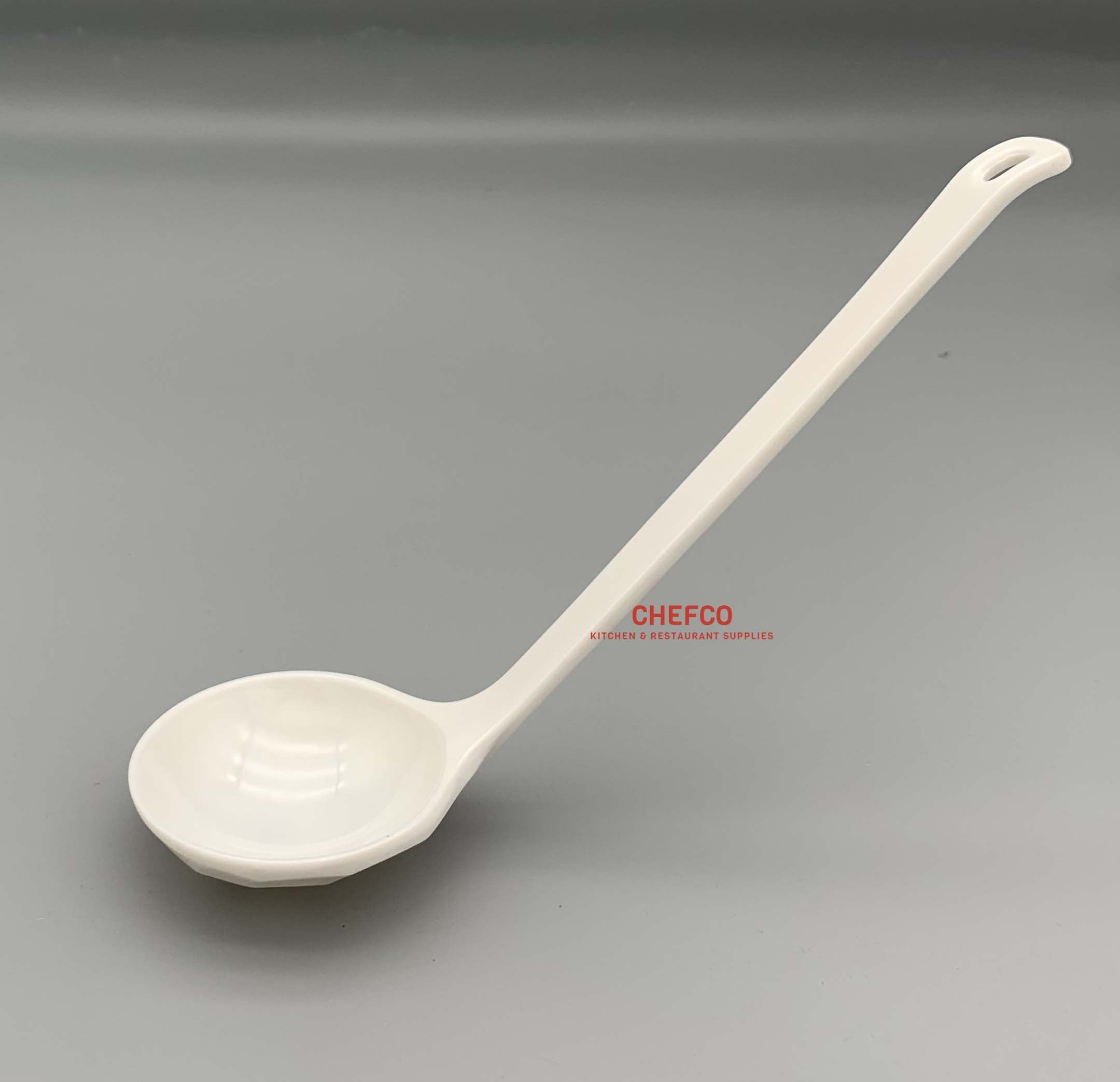 White Melamine Soup Spoon with Long Handle (107-3W) - Chefcoca