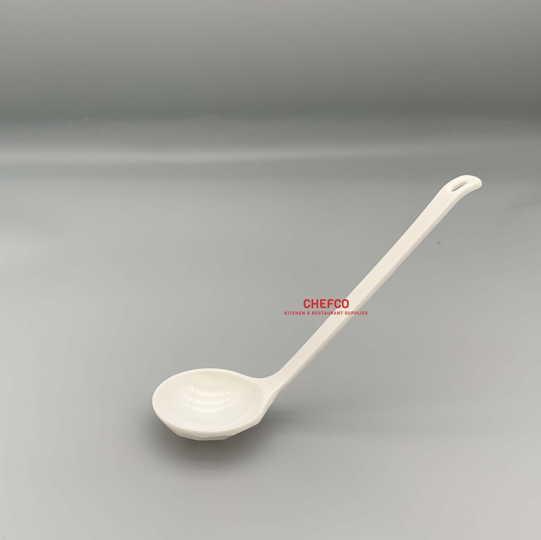 White Melamine Soup Spoon with Long Handle (107-3W) - Chefcoca