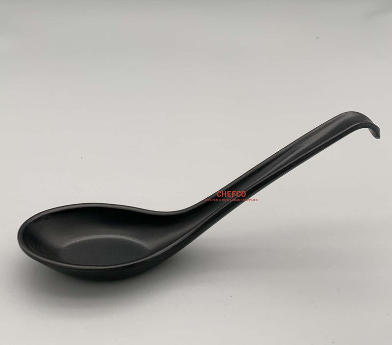 Matte Black Melamine Soup Spoon (203207)