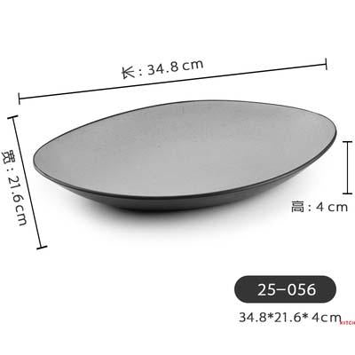 Two Toned Grey Melamine Boat Platter (25-056) - Chefcoca