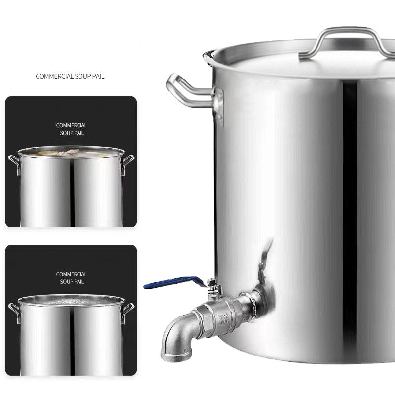 Heavy-Duty Stainless Steel Stock Pot with Faucet (50-60cm Diameter x 60-80 cm Height) - Chefcoca
