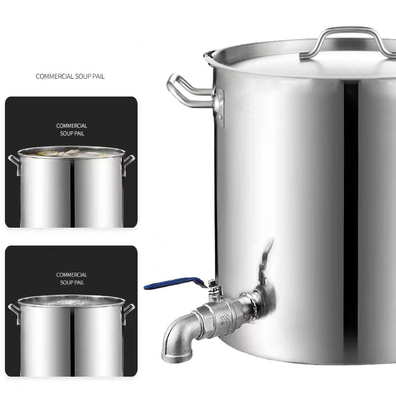 Heavy-Duty Stainless Steel Stock Pot with Faucet (50-60cm Diameter x 60-80 cm Height)