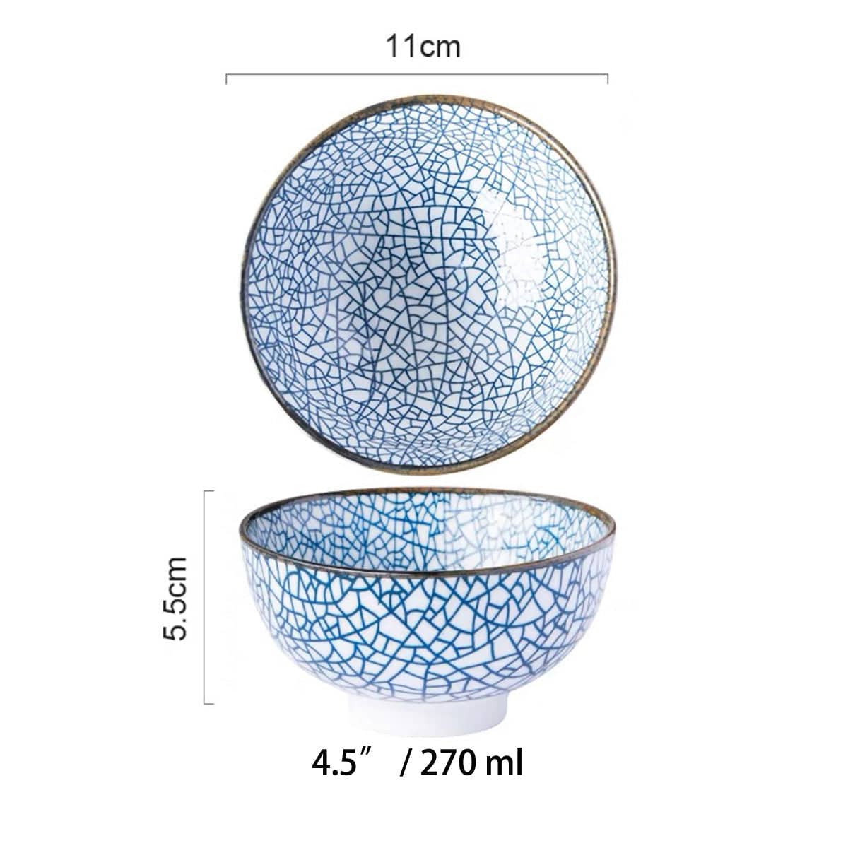 Blue Cracked Ice Bowl (43001-45,43001-80) - Chefcoca