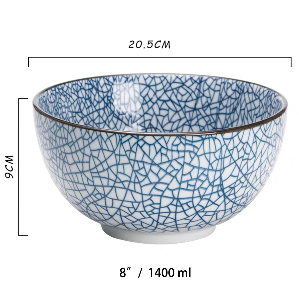 Blue Cracked Ice Bowl (43001-45,43001-80) - Chefcoca