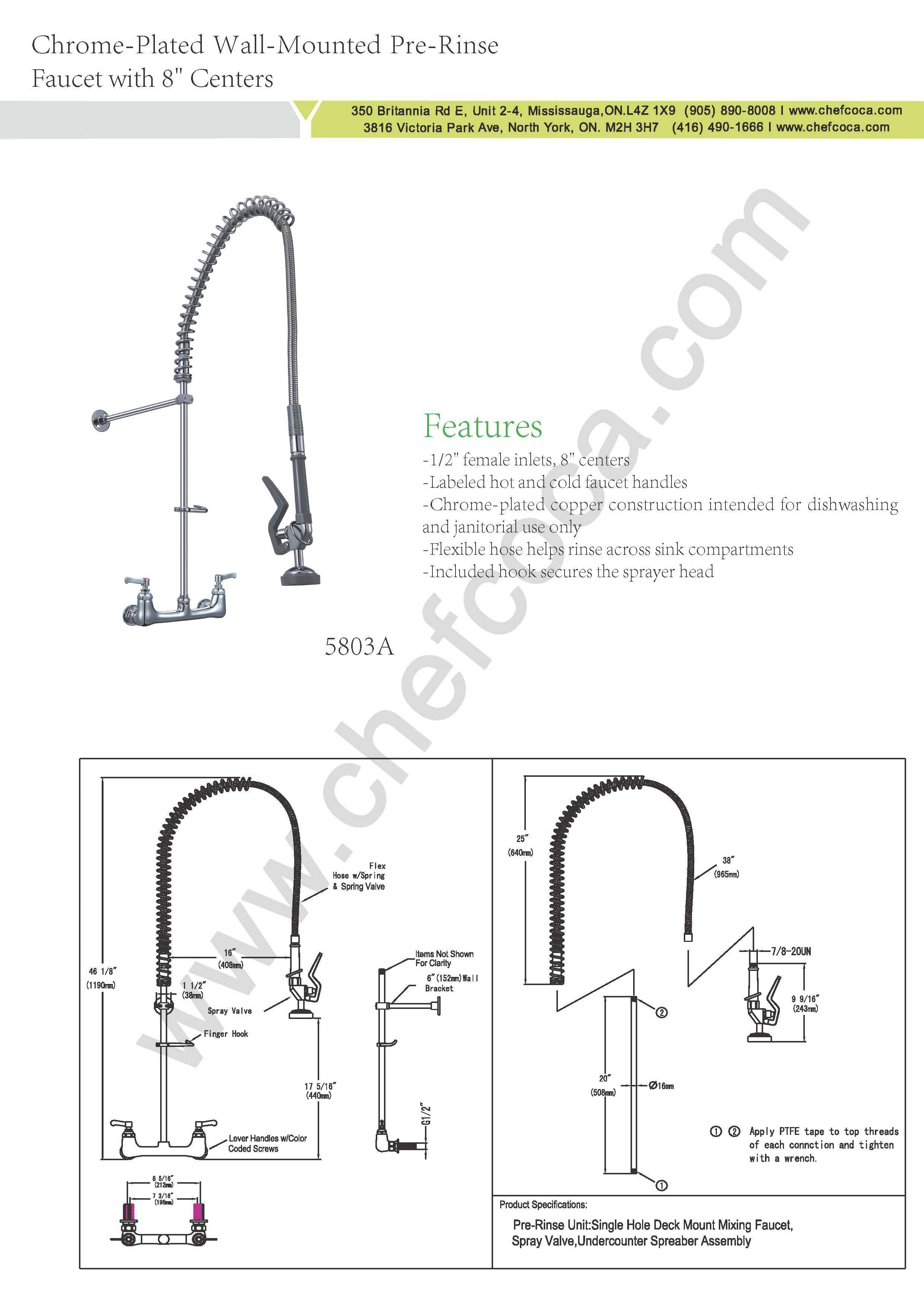 Chrome-Plated Wall-Mounted Pre-Rinse Faucet - Chefcoca