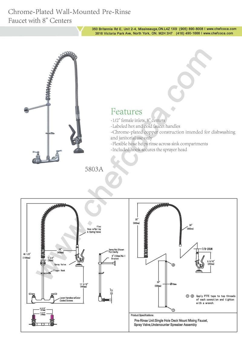 Chrome-Plated Wall-Mounted Pre-Rinse Faucet
