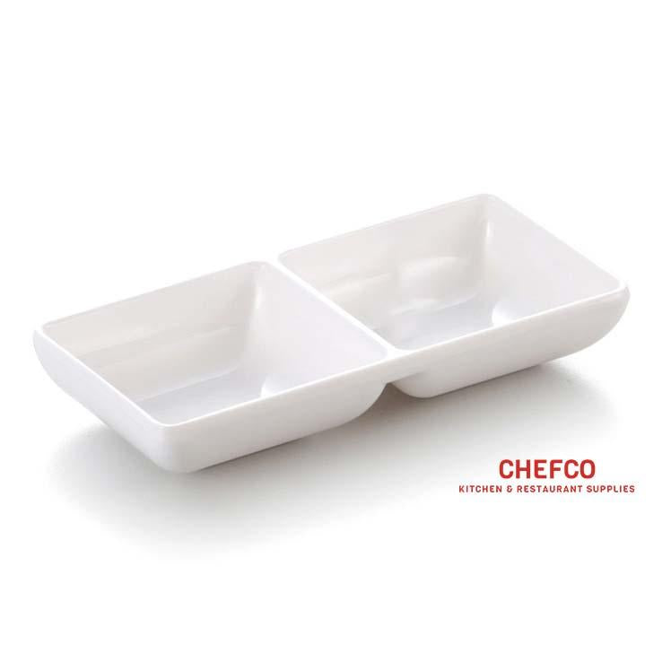 Melamine Sauce Dish with Two Compartments (6" x 3") - Chefcoca
