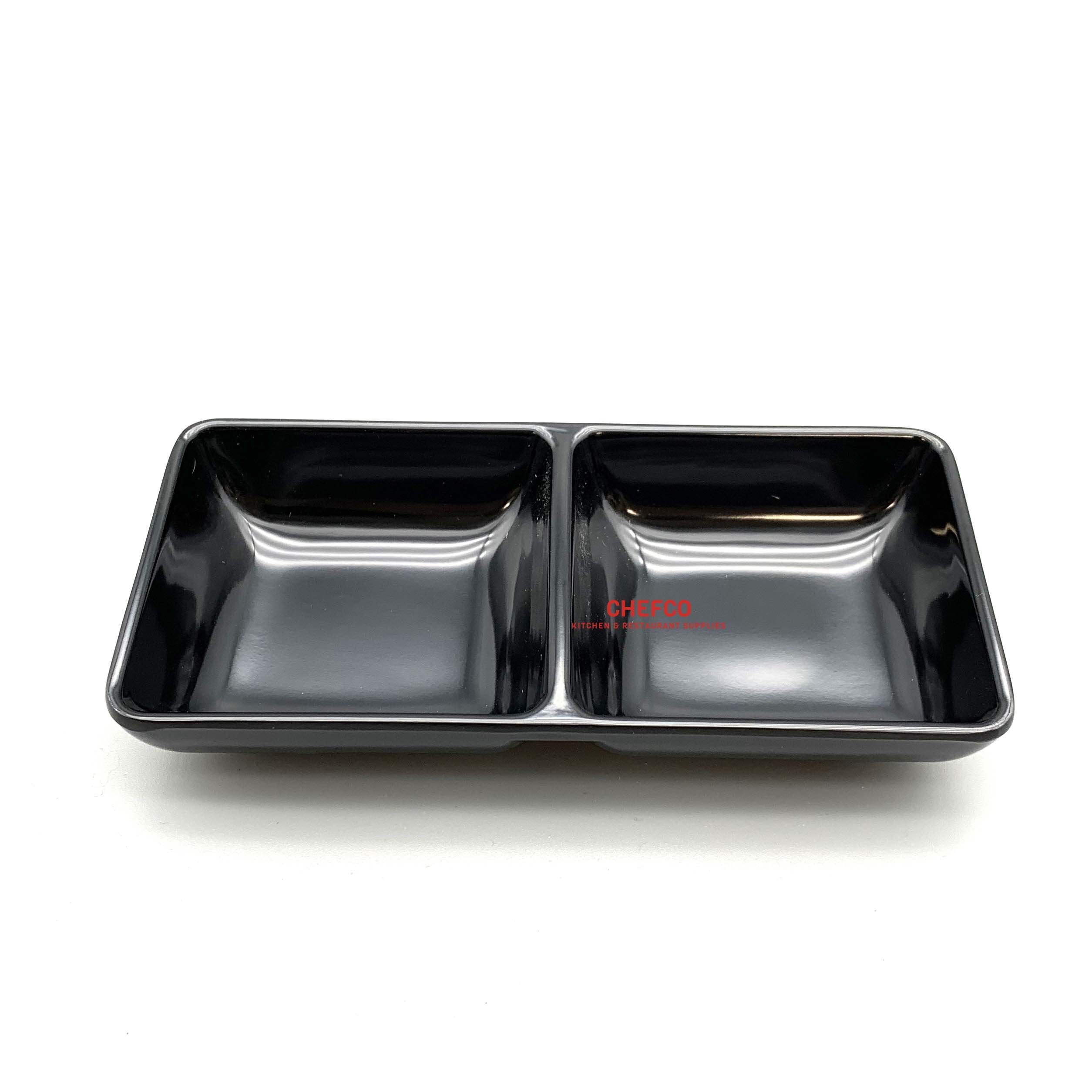Melamine Sauce Dish with Two Compartments (6" x 3") - Chefcoca
