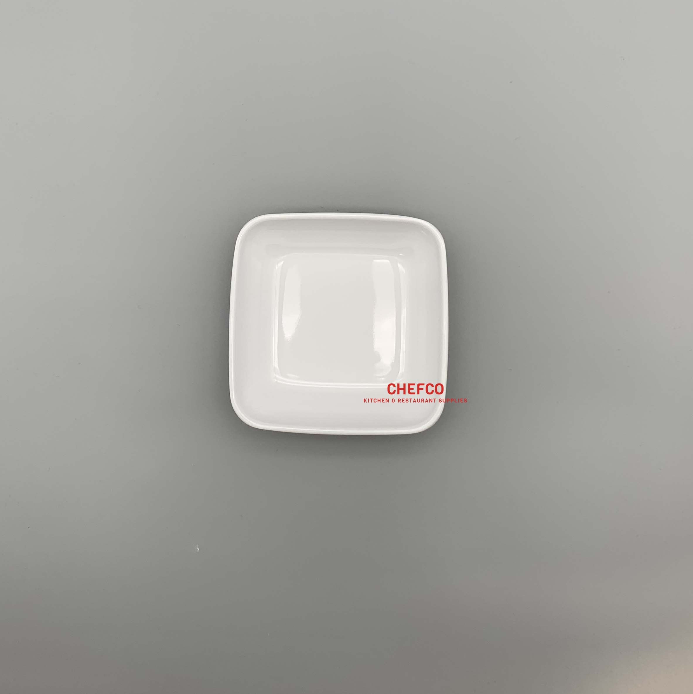 White Melamine Square Sauce Dish (4" x 4") - Chefcoca