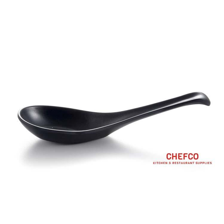 Black Melamine Soup Spoon (8208B) - Chefcoca