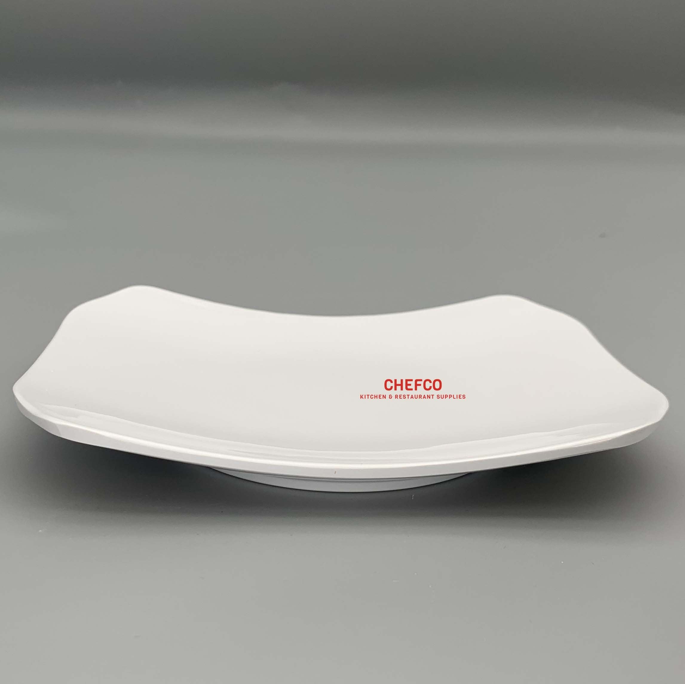 White Melamine Rounded Edge Rectangle Plate (8942) - Chefcoca