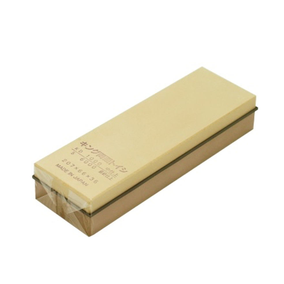 King Double-Sided Sharpening Stone for Knives (1000/6000 Grit, 8.15" x 2.6" x 1.42") - Chefcoca