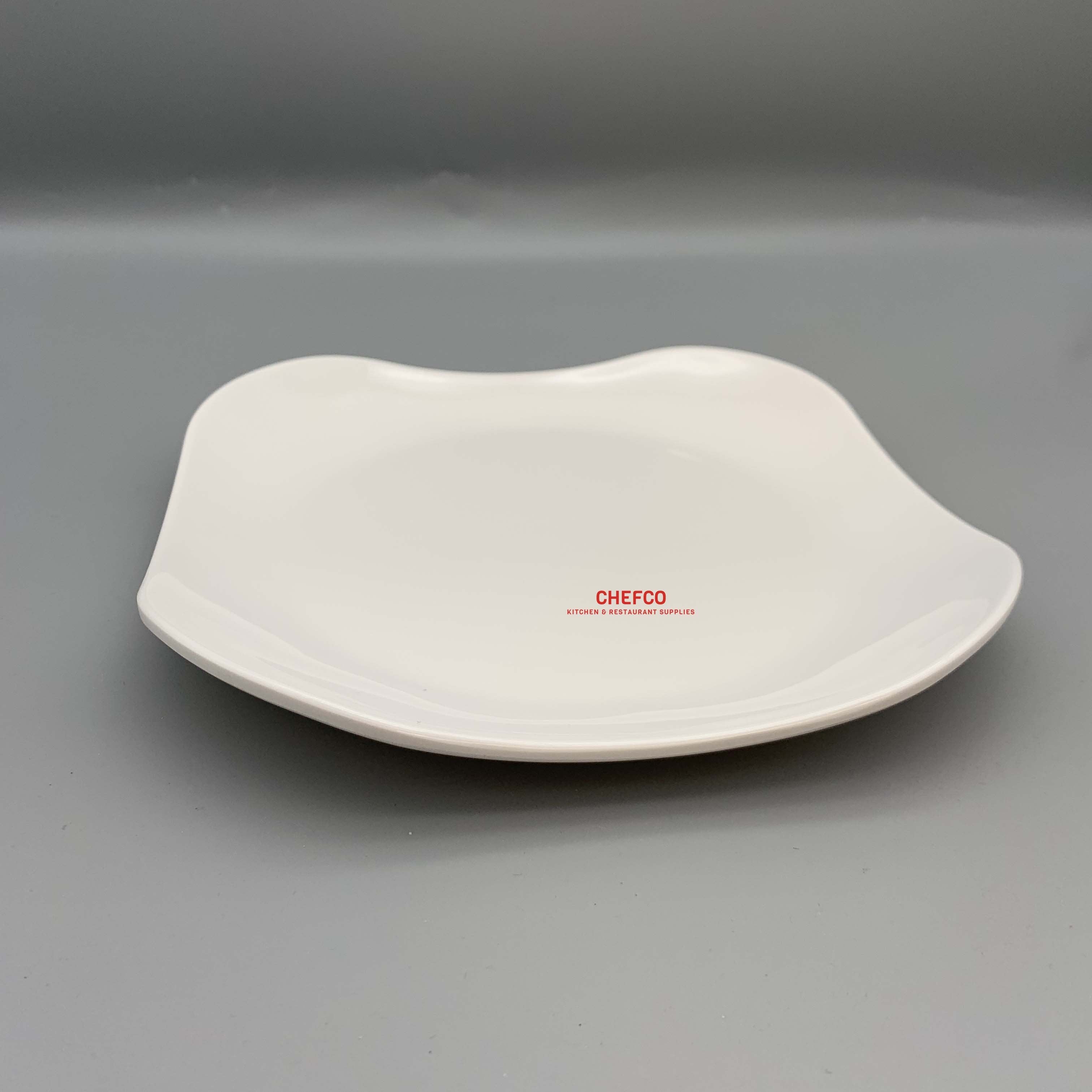White Melamine Rounded Edge Rectangle Plate (9090) - Chefcoca