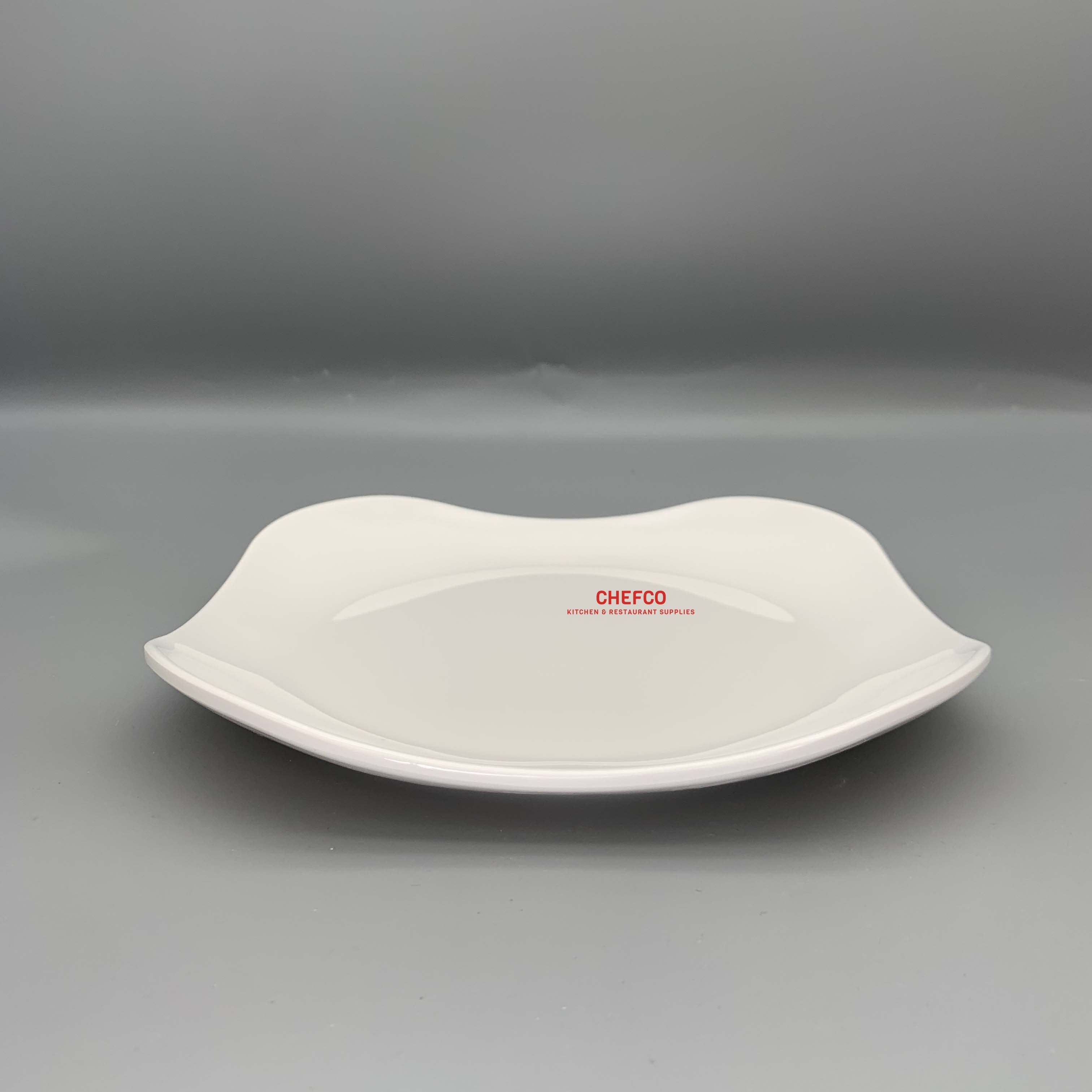 White Melamine Rounded Edge Rectangle Plate (9090) - Chefcoca