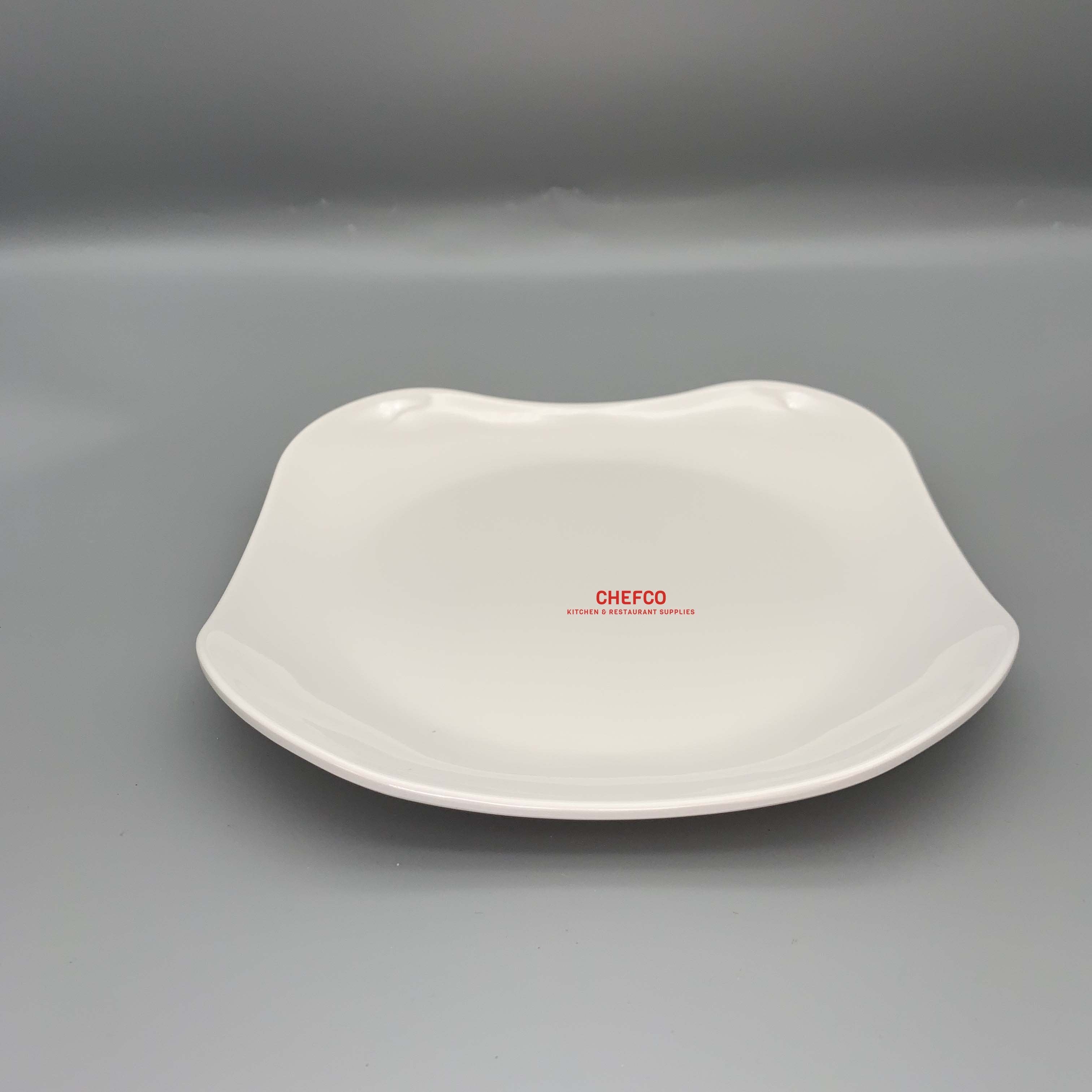 White Melamine Rounded Edge Rectangle Plate (9090) - Chefcoca