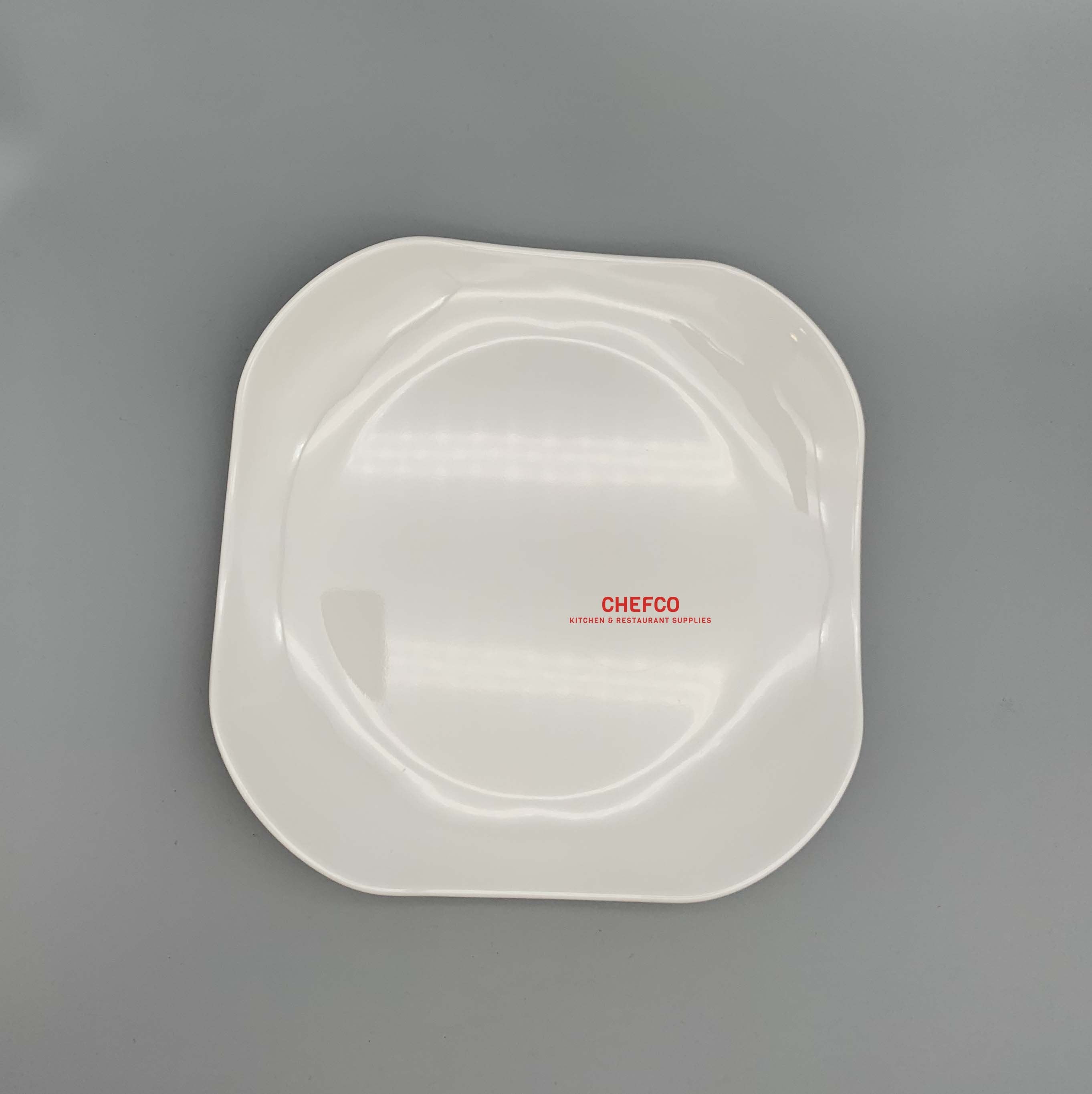 White Melamine Rounded Edge Rectangle Plate (9090) - Chefcoca